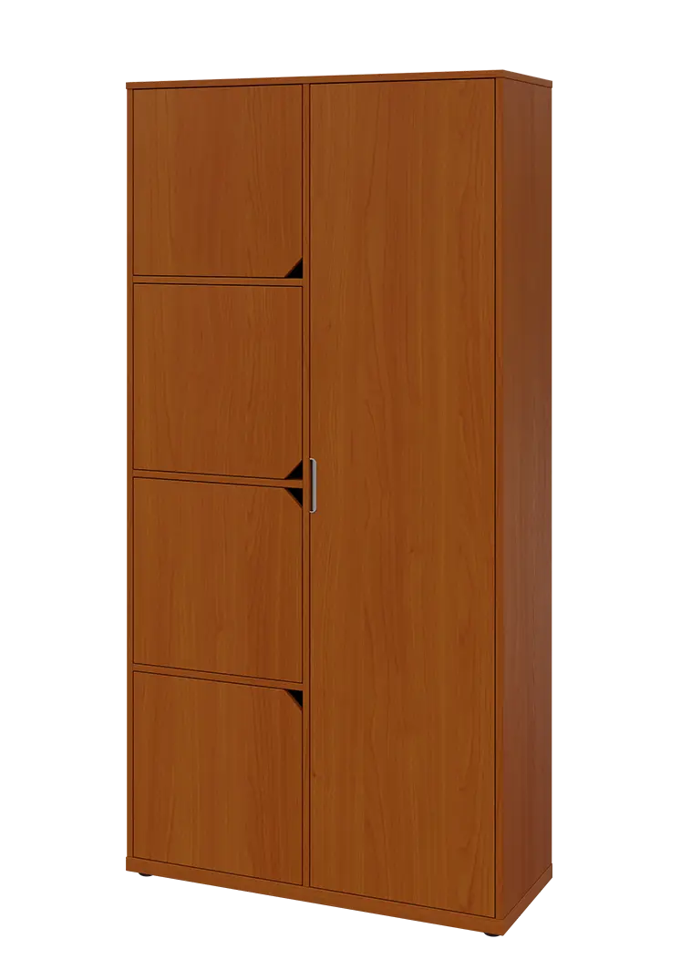 KSR6-82 P skříň šatní, 1x výsuvné ramínko, 4x dvířka, 2053x1022x400 mm, provedení pravé, třešeň šumavská